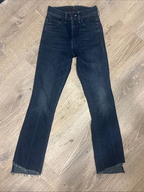 MOTHER Dark Indigo The Insider Crop Step Fray Jeans